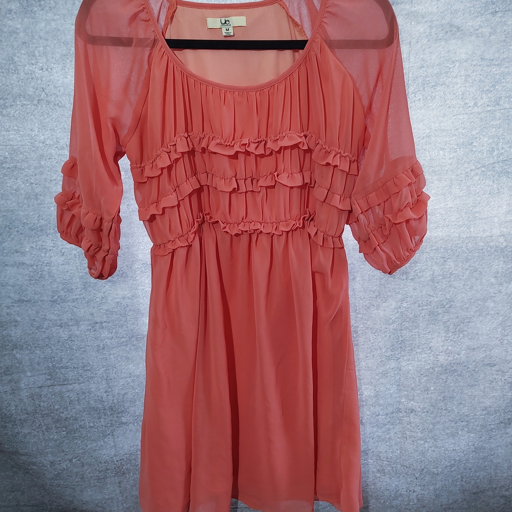 Los Angeles Coral Ruffle Mini Dress